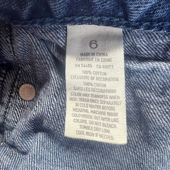 American Eagle Jean Shorts Women's 6 Hi-Rise Shortie Cutoff Stretch Blue Denim - Picture 4 of 6